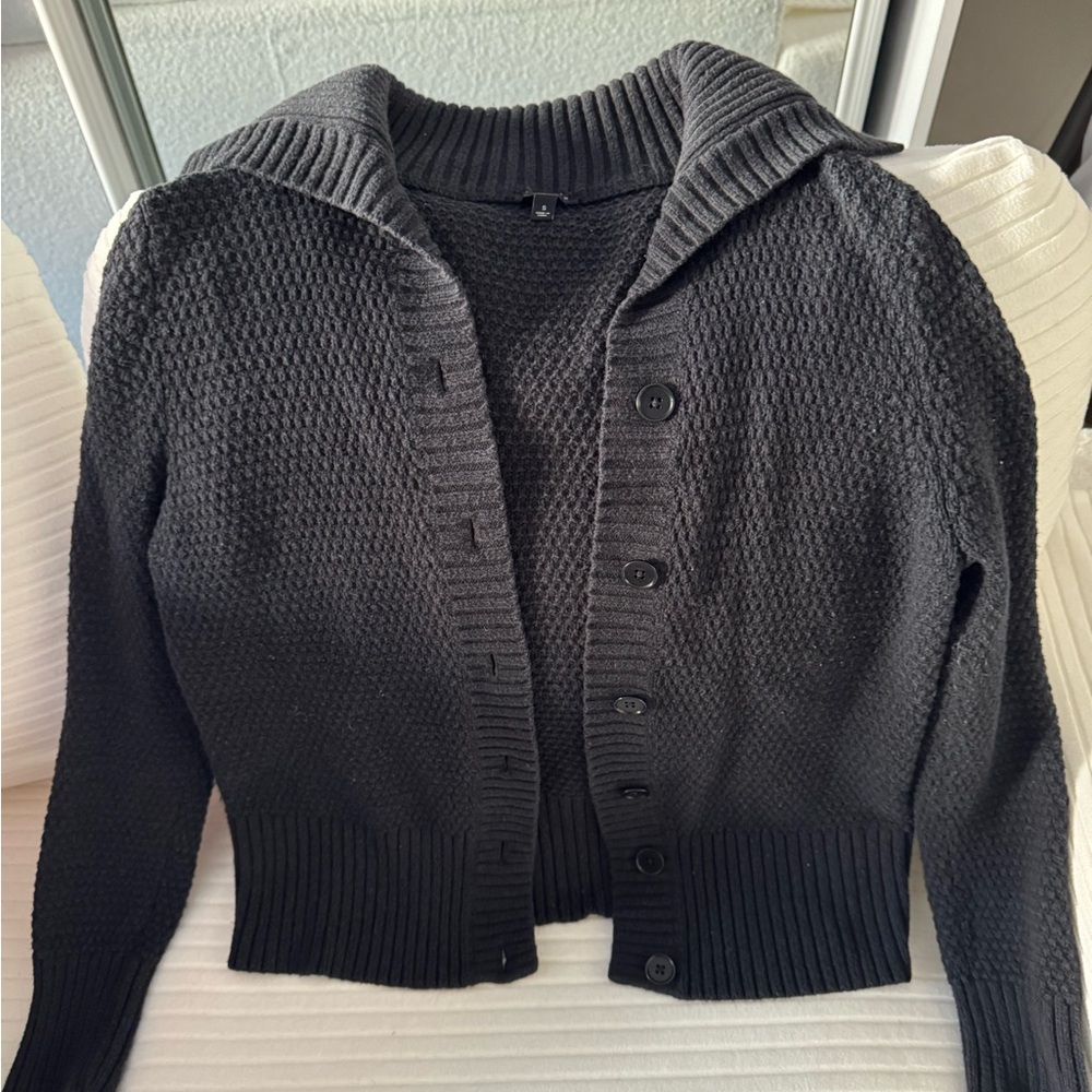 Talbots Black Textured Cardigan Sweater